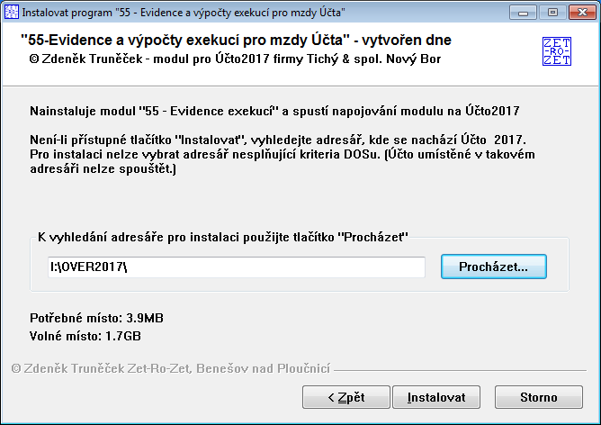 2.2 INSTALACE DOS-INSTALÁTOREM Modul se instaluje z flashdisku, resp.