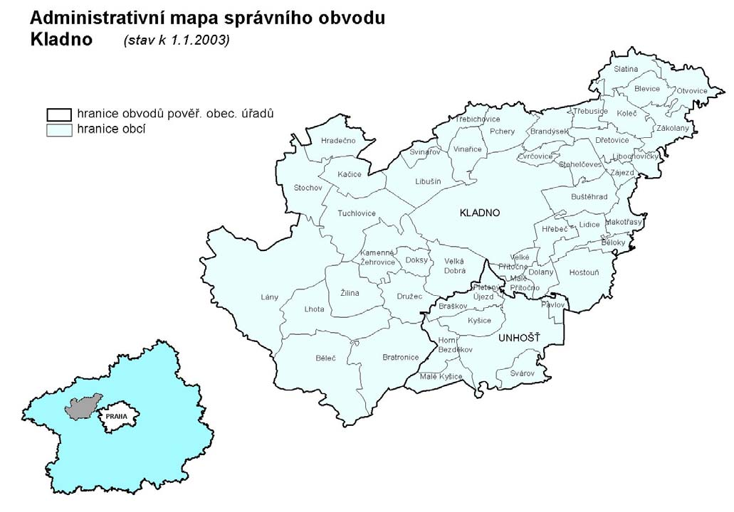 Kladno Správní obvod Kladno se nachází v severozápadní části Středočeského kraje a sousedí s obvody Rakovník, Slaný, Kralupy n.vlt., Černošice a Beroun.