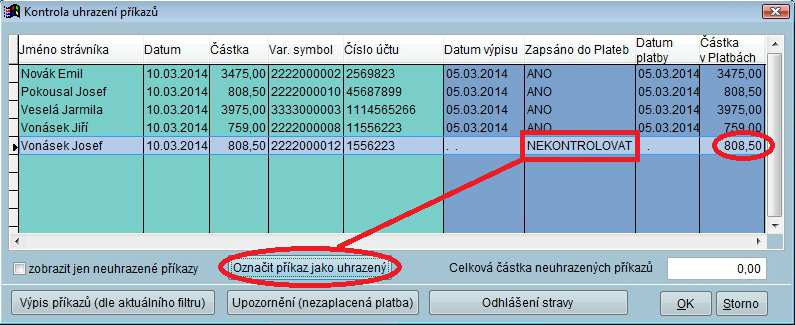 Děje se to v případě, kdy strávníkovi neprojde přes účet inkasní příkaz (platba) a on uhradí dlužnou částku jiným způsobem (např. složenkou).