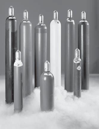 Tlakové oceľové plynové fľaše - na uskladnenie a transport stlačených plynov.