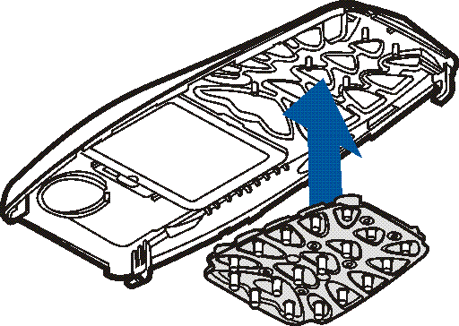 Pøi výmìnì zadního krytu telefonu obra»te telefon zadní stranou k sobì, stisknìte pojistku zadního krytu a odsuòte kryt z telefonu.