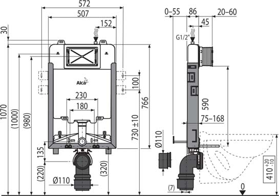 9 AM1112 Basicmodul Slim WC nádrž pre zamurovanie 965 110 515 mm EAN 8595580550981 120,54 AM1115/1000