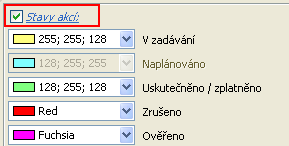 rámečkem je možno barevně odlišit stavy.