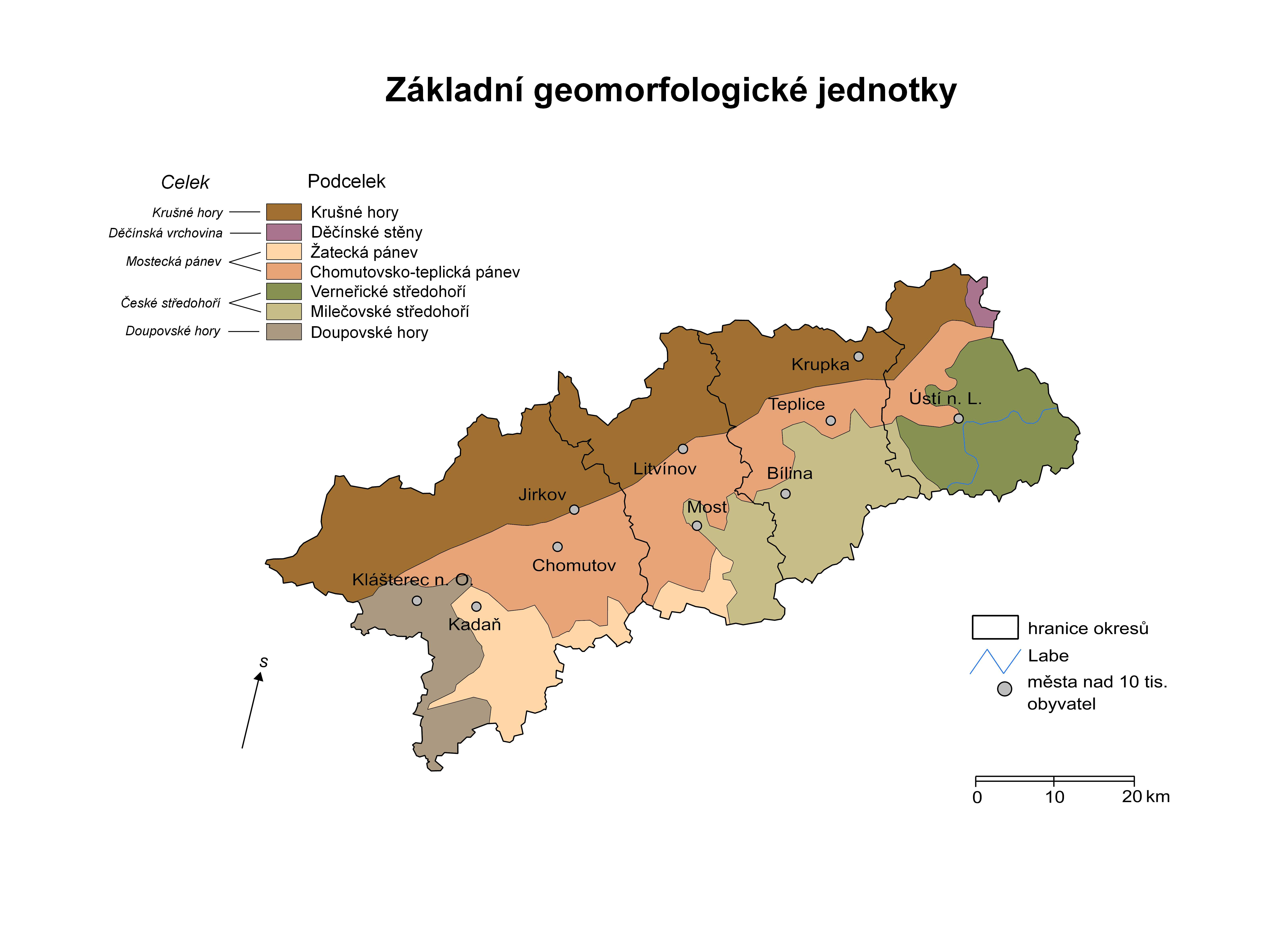 Obr. 2 Zdroj dat: Geografie Ústeckého kraje, Anděl aj., 2000. 1.2.2 Klimatické poměry Klimatickou situaci studované oblasti určuje její poloha v mírném vlhkém kontinentálním pásu, kde převládá západní proudění vzduchu.