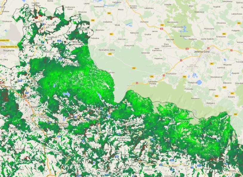 3. Trendy zdravotního stavu lesů ČR 2000-2015 Krkonoš e