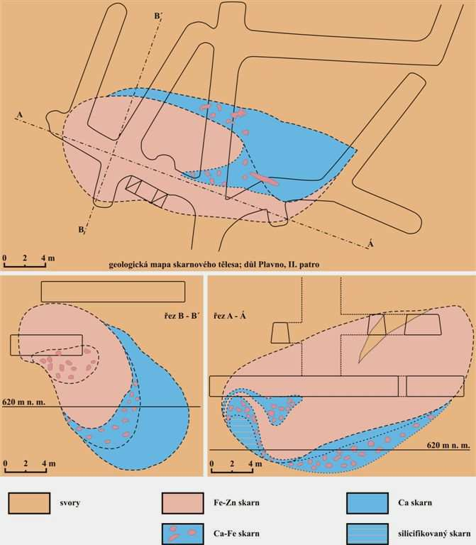 geologická mapa plavenského skarnového