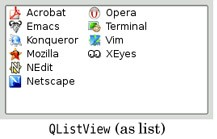 Interaktivní prvky v knihovně Qt Další interaktivní prvky knihovny Qt: QLabel textový popisek QListView seznam textových položek QTreeView