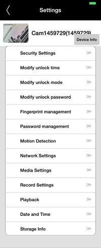 Nastavení kamerové jednotky Vstupte do nastavení kliknutím na ikonu nabídka nastavení kamerové jednotky: a vyberte položku Camxxxxxxx otevře se Nastavení hesla pro zabezpečení připojení ke kamerové
