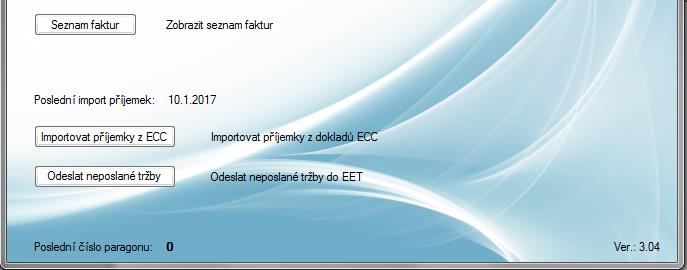 Aplikace ECCManageru - EET ECCManager odesílá informace na FS automaticky při vytváření