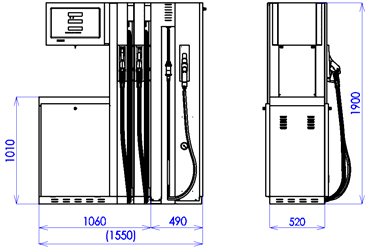 Výdejní stojany OCEAN Popis modelu & příslušenství Dvouproduktové stojany s modulem CNG Dvouproduktové kombinované stojany OCEAN EURO s modulem pro výdej CNG existují v jednostranném nebo