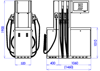 Rozměry stojanů jsou stejné pro sací i tlakovou variantu stojanu (/S3).