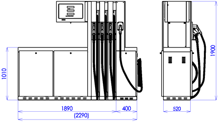Výdejní stojany OCEAN Popis modelu & příslušenství Tříproduktové stojany s modulem LPG Tříproduktové kombinované