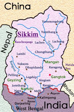 Obrázek 3: Sikkim, Dárdžlining (Darjeeling), Bhútán (Bhutan), Nepál, Čína. Dostupné z http://deshpandetours.com/india/nepal-darjeeling.