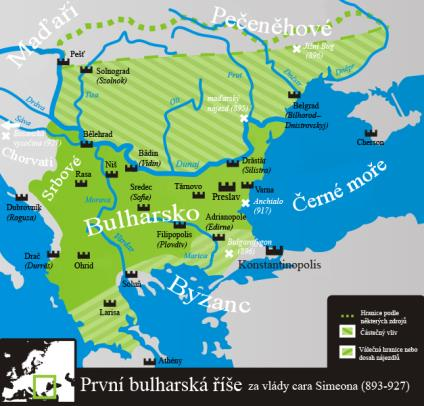 Bulharská říše Trvání: 681 1423 Periodizace: První bulharská říše (681 1018) Druhá bulharská říše (1185 1422) 781: Bulhaři (chán Tervel)