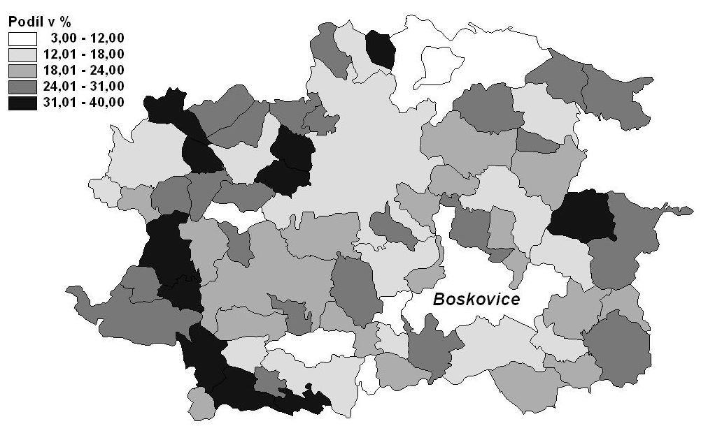 Bytový fond podle výsledků sčítání lidu, domů a bytů BOSKOVICE v rodinných v bytových Správní obvod 1991 16 086 11 460 4 462 321,6 90,0 2 120 11,6 42,4 2001 16 930 12 014 4 710 336,6 90,1 3 428 16,8