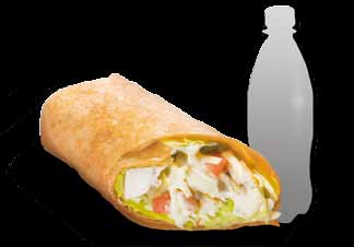 Tortilla mit Hühnerfleisch und Gemüse, alkoholfreies Getränk nach Ihrer Wahl