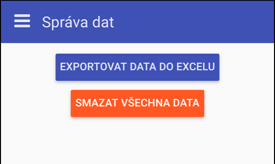 Správa dat Zde si můžete vyexportovat všechna vaše data do excelu a nebo je smazat. Smazáním dat přijdete o všechna uložená data a účtenky.