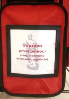 srdcového rytmu - EKG), atropin (bradyarytmia - EKG), salbutamol (ťažká astma, takmer fatálna astma). M*(7) Súprava prvej pomoci 1. Pomôcky, dezinf., ochrana 2.