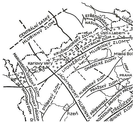 10 Obr. 2 Základní zlomové systémy severozápadní části Českého masivu Zdroj: MÍSAŘ Z. a kol. (1983): Geologie ČSSR I. Český masív. Státní pedagogické nakladatelství, Praha, 333 s. Pozn.