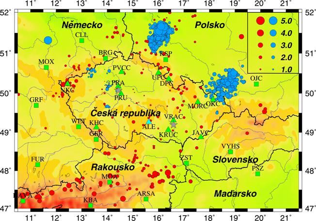 13 Obr. 3 Zemětřesení ve střední Evropě za období 1995-1999 Zdroj: ZEDNÍK J., PLEŠINGER A., PAZDÍRKOVÁ J.(2004): Zemětřesení a seismologické observatoře. Pozn.