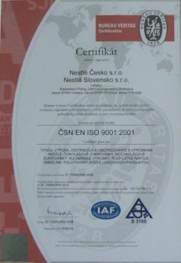 22000 Certifikát OHSAS 18001 Certifikát ISO 14001