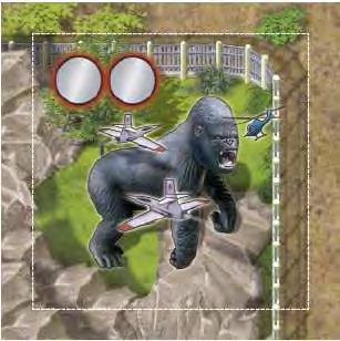 Toto je možné provést pouze jednou za hru. Hodnocení: Mince ve výběhu s gorilou zůstává až do konce hry a nezapočítává se do závěrečného hodnocení.