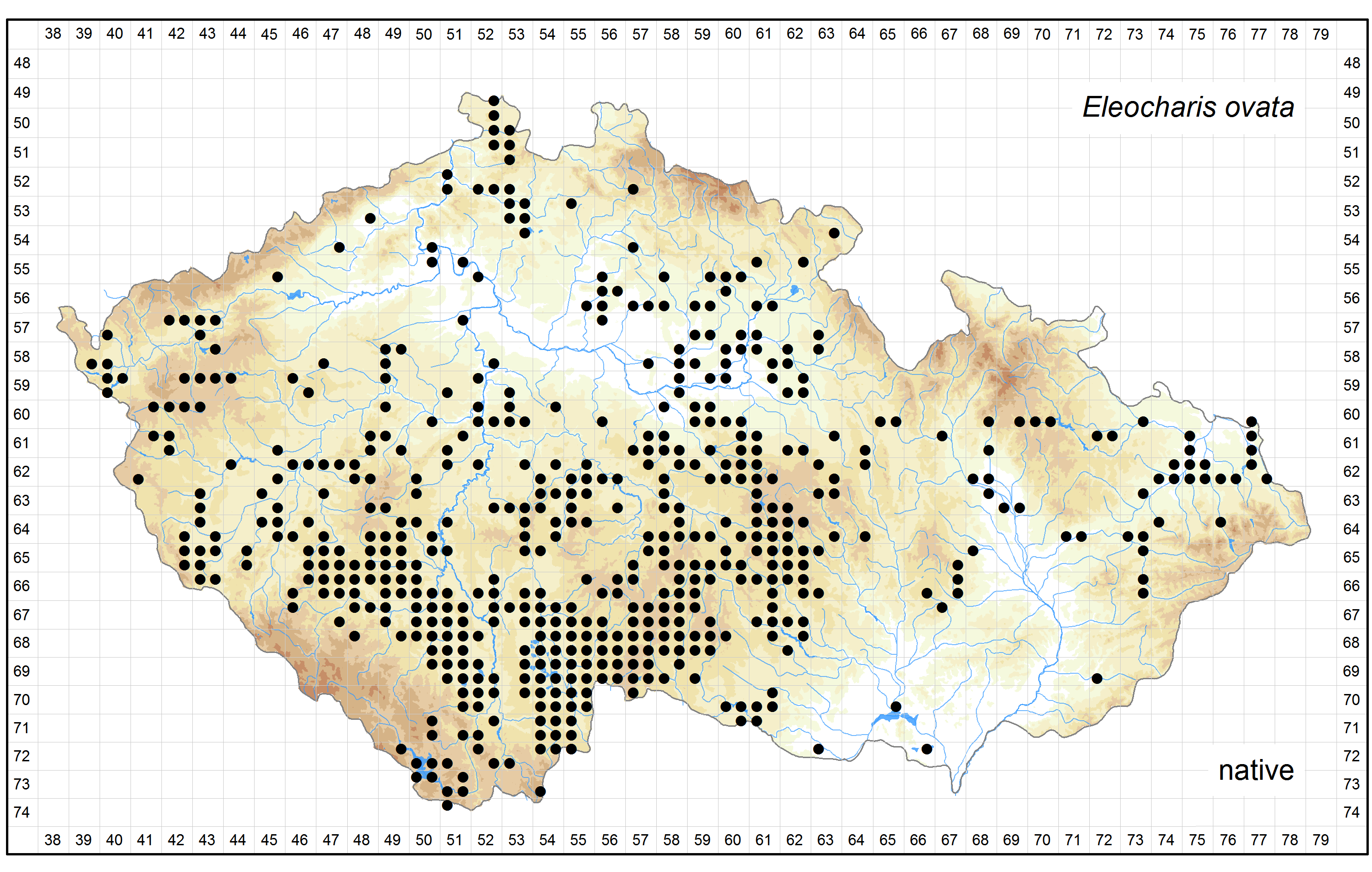 Distribution of Eleocharis ovata in the Czech Republic Author of the map: Petr Bureš Map produced on: 18-11-2015 Database records used for producing the distribution map of Eleocharis ovata published