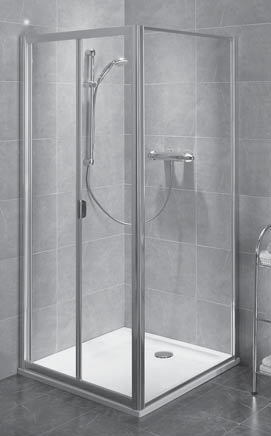 Sprchovacie kúty AKORD Skladacie dvere 80 cm, 90 cm do niky alebo na kombinácie s pevnou bočnou stenou so striebornými profilmi SPRCHOVACIE KÚTY Výplň Popis Farba profilu Rozmerové možnosti (mm)
