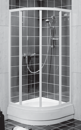 Sprchovacie kúty AKORD K dispozícii s povrchom Štvrťkruhový sprchovací kút 80 x 80 cm a 90 x 90 cm posuvné dvere UPOZORNENIE: Rádius štvrťkruhových sprchovacích kútov a vaničiek KOLO je pre rovnakú