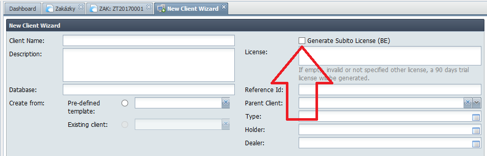 Systémové záležitosti Průvodce vytvořením nového klienta Do průvodce vytvořením nového klienta byla přidána možnost vygenerovat ihned licenci pro Subito.
