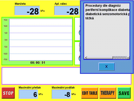 Tlačítko THERAPY umožňuje i během procedury ověřit, která z procedur je vlastně podávána (viz následující obrázek) 4.2.