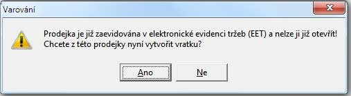 V případě zaevidování tržby je vytištěna kompletní účtenka, která obsahuje všechny povinné údaje. Tyto údaje jsou na všech typech a formátech programem WinVet tištěných účetních dokladech.