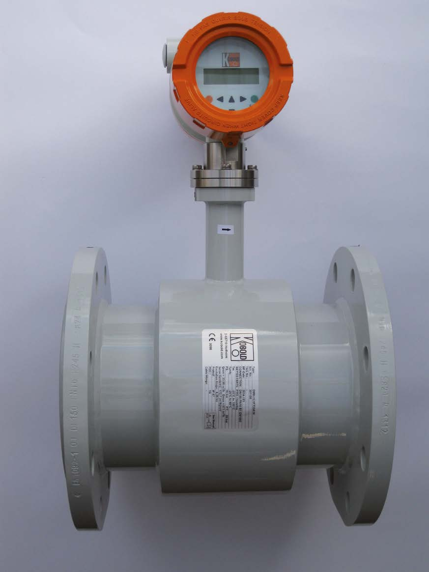 Popis Průtokoměr typ MH se používá k měření a monitorování objemového průtoku kapalin, kaší, past a jiných elektricky vodivých materiálů bez tlakové ztráty.