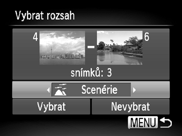 Uspořádání snímků podle kategorie (Má kategorie) Na monitoru se zobrazí ikona. Opětovným stisknutím tlačítka m zrušíte výběr snímku a ikona zmizí.