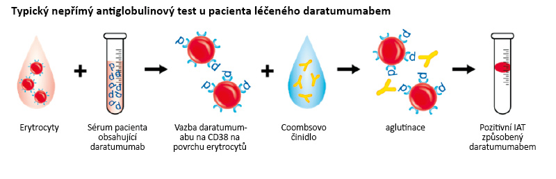 Daratumumab způsobuje falešnou pozitivitu nepřímého antiglobulinového testu, která může přetrvávat až 6 měsíců po poslední infuzi přípravku Daratumumab je lidská monoklonální protilátka k léčbě