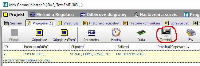 Integrace elektroměru EME-303 do programu Max Communicator 9 V srpnu 2016 byla dokončena plná integrace elektroměru EME-303 (všech jeho funkcí) do programu Max Communicator 9 (verze 9.16.8.