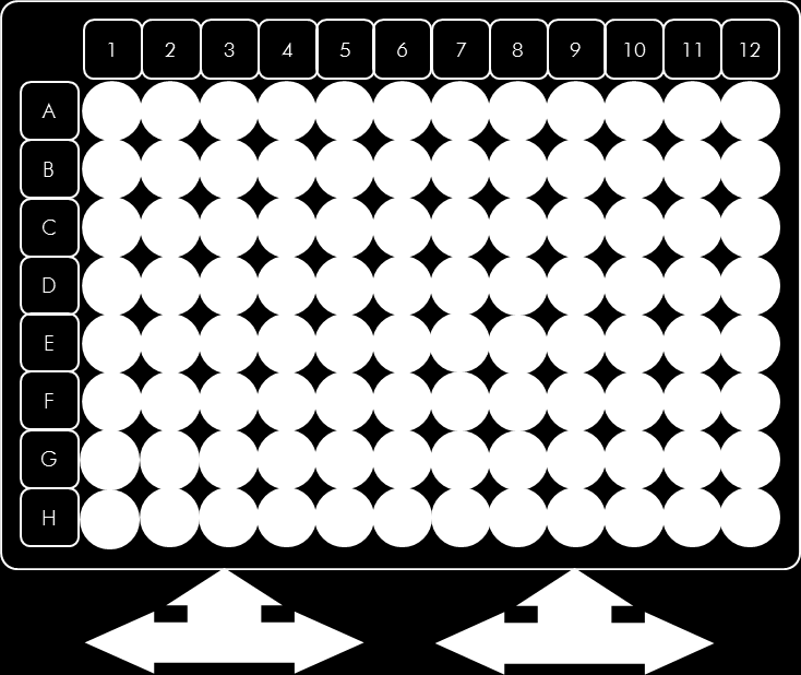 Obrázek 5. Navrhované nastavení desky pro jeden experiment. S: vzorek cdna; F1 5: Standardy BCR-ABL Mbcr; C1 C3: Vzorek ABL; H 2 O: kontrola vody.