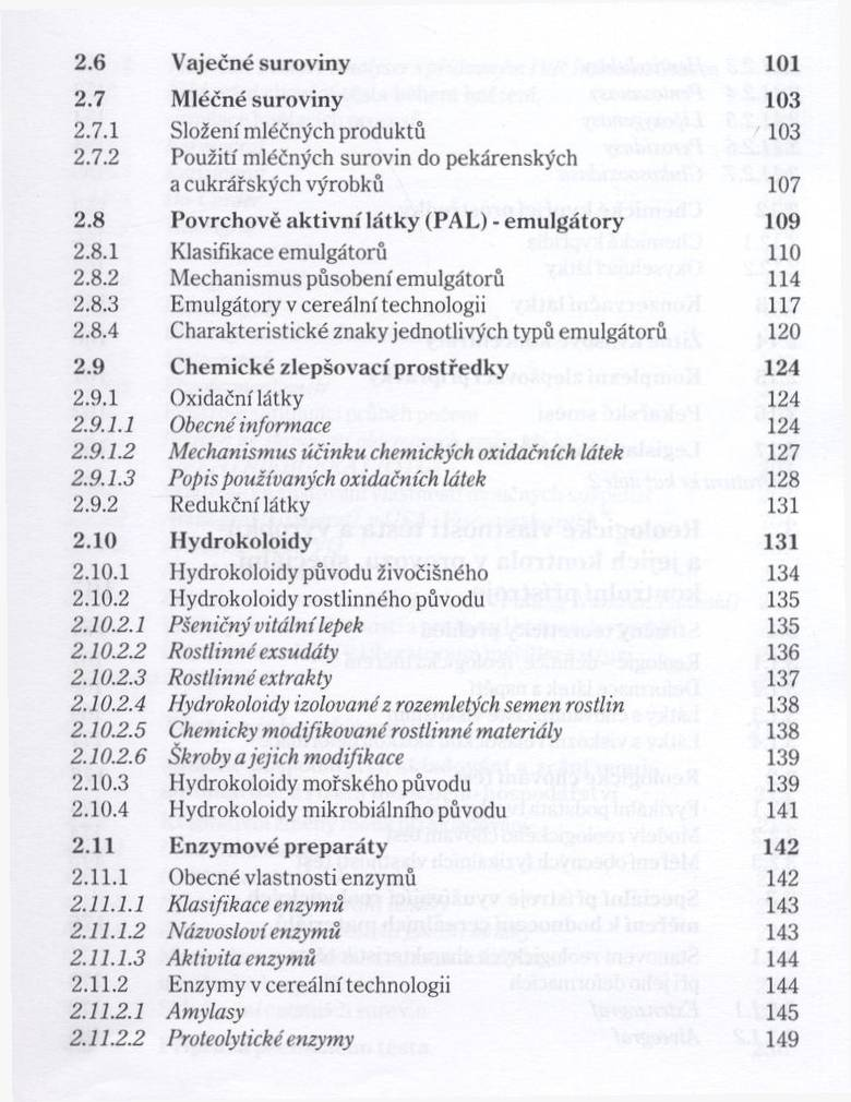 2.6 V aječné su ro v in y 101 2.7 M léčné su ro v in y 103 2.7.1 Složení mléčných produktu 103 2.7.2 Použití mléčných surovin do pekárenských a cukrářských výrobků 107 2.