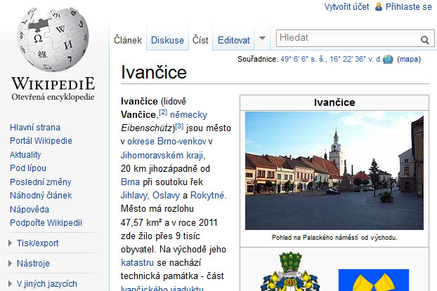 Hledání na Wikipedii existující článek Editace zobrazeného článku Jestliže znáš název článku, který hledáš (např. Ivančice), můžeš ho zadat do rámečku Hledat a potvrdit klávesu Enter.