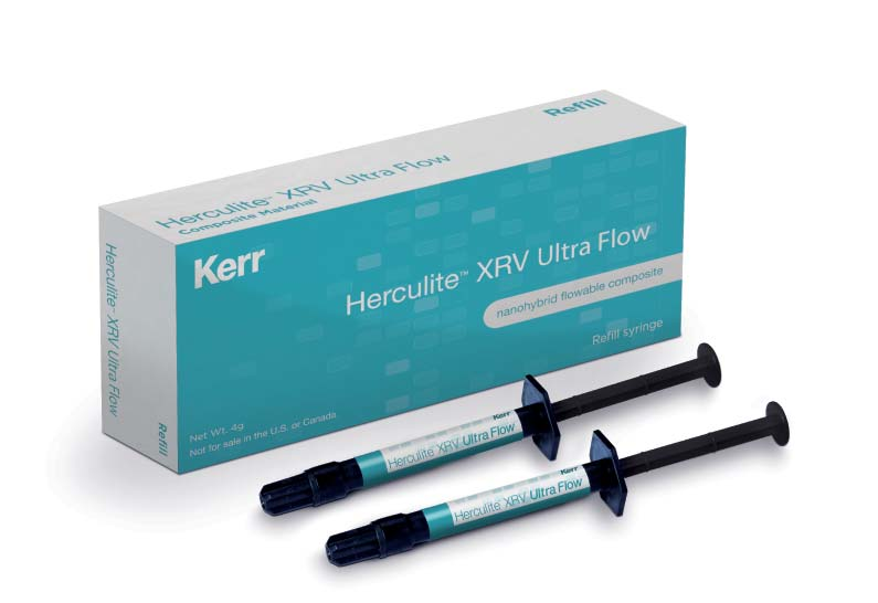 Herculite XRV Ultra Flow Nanohybridní fl ow kompozit NOVINKA vynikající pevnost v ohybu (124 MPa) nízké objemové smrštění