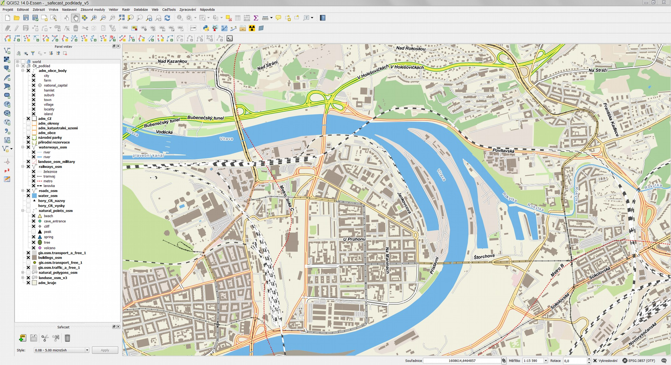 SAFECAST offline mapové podklady nová generace - vektorové, založené opět na OpenStreetMap datech
