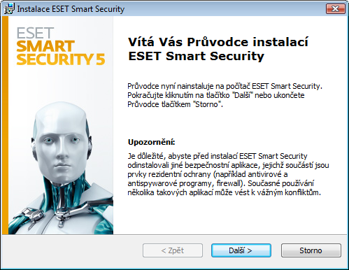 2. Instalace Po zakoupení ESET Smart Security je možné instalační soubor stáhnout přímo ze stránek společnosti ESET jako instalační balíček (.msi).