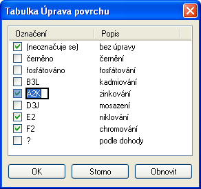 U tyčí a profilů podle ČSN norem jsou pro volbu jakosti k dispozici také značky ocelí podle EN norem, například: Modifikace přednastavené tabulky pro