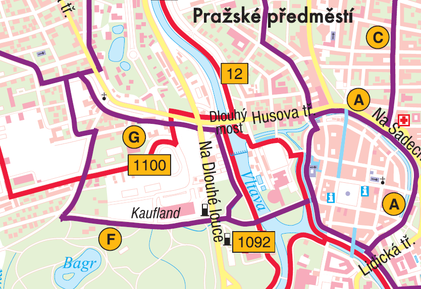 města by měla být vedena i cyklistická doprava. Ovšem opačný směr do města v tomto generelu cyklistické dopravy uveden není.