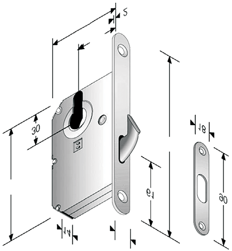 vmesna vrata - teža ključavnice: 0,238 kg - enkratni zaklep