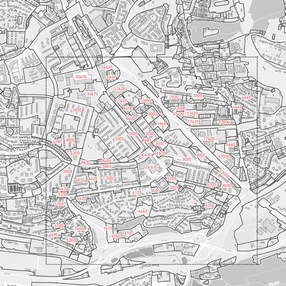 1.B.5 CENOVÁ ANALÝZA (Budějovická a okolí) 1.B.6 MAJETKOVÉ POMĚRY (Budějovická) Cenová mapa může ilustrovat určitou hierarchii center.