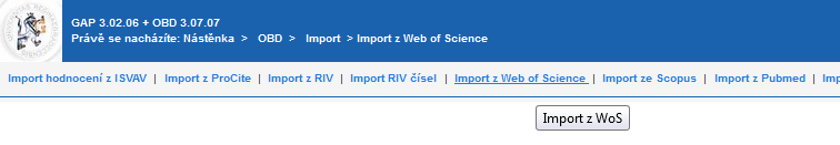 - Pod nabídkou import se nabízí všechny dostupné