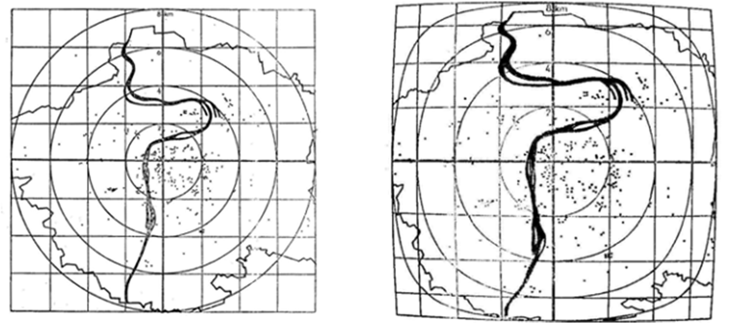 Jan Vinš: Srovnání vybraných metod tematické kartografie z hlediska použitelnosti s důrazem na radiální anamorfózu 12 napnuta nejdříve v severojižním směru a vyfotografována.
