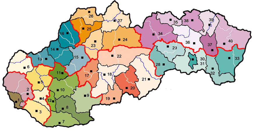 Príloha č.2. Slovenská republika Mapa ukazujúca územie, ktoré pokrývajú miestne centrá pre tlmenie chorôb.