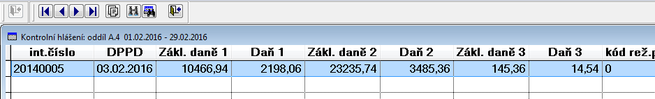 V jednom oddílu je duplicitní evidenční číslo daňového dokladu u stejného obchodního partnera (stejné DIČ). Oddíl # tab.dph. zadaný oddíl KH neodpovídá použité tabulce DPH.